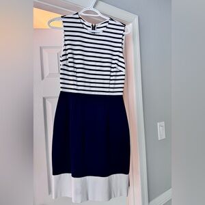 Striped Navy and White Sleeveless Dress